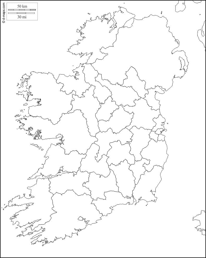 tuščias žemėlapis airijos grafystės sienų