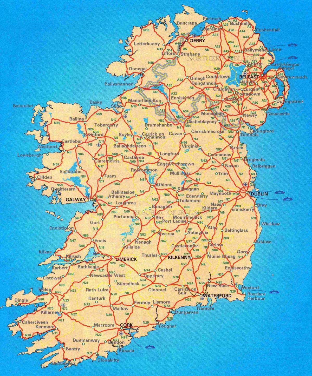 nemokama kelių žemėlapis airija