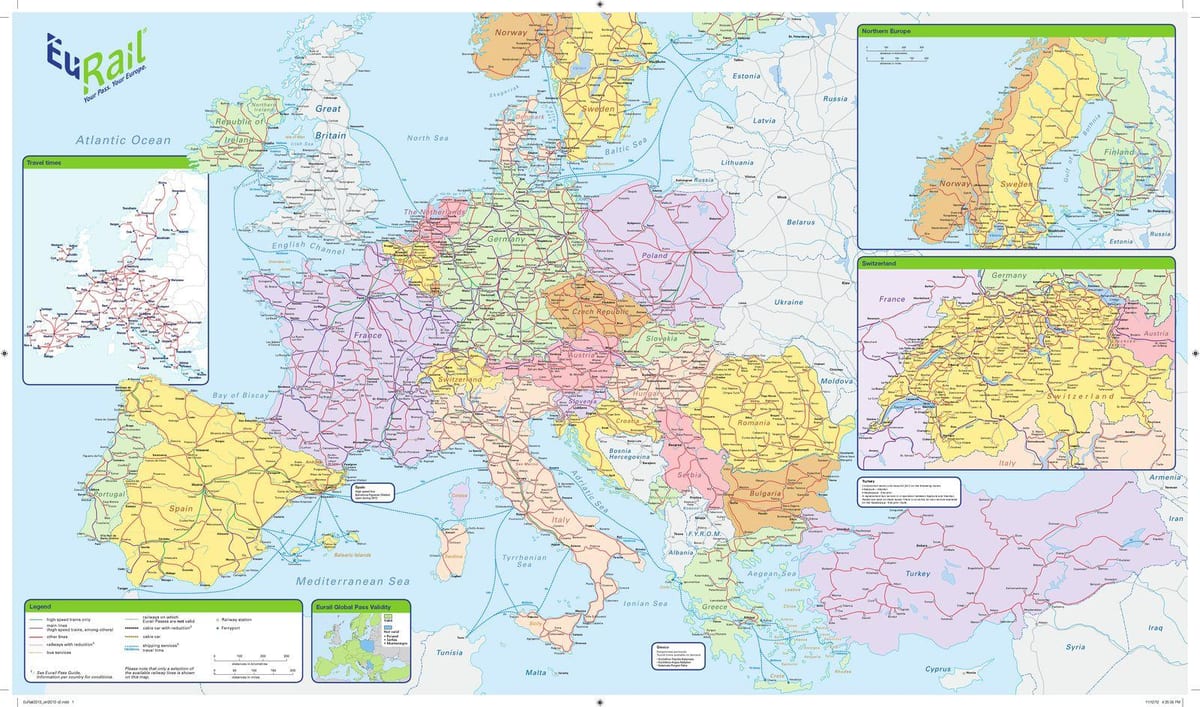 žemėlapis eurail airija