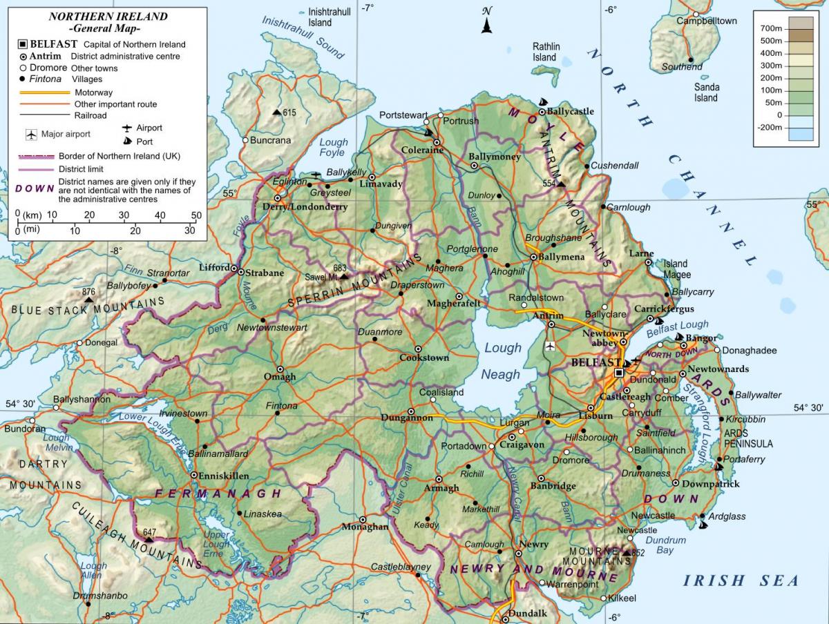 žemėlapis šiaurės airija