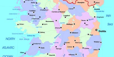 Politiniame žemėlapyje airijoje ir šiaurės airijoje
