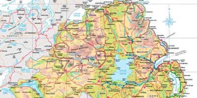 Šiaurės airijos lankytinų vietų žemėlapis