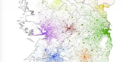 Airijos gyventojų tankumo žemėlapis