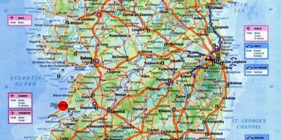 Žemėlapis airija rodo lankytinų vietų