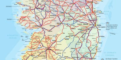 Airija autobusų maršrutų žemėlapį