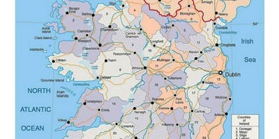 Žemėlapis airijos miestų
