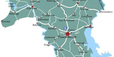 Žemėlapis apskrities airija, roscommon