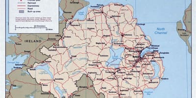 Žemėlapis iš kelių žemėlapis airijoje ir šiaurės airijoje