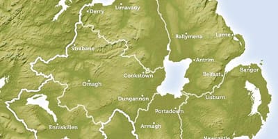 Žemėlapis regionų žemėlapis šiaurės airija