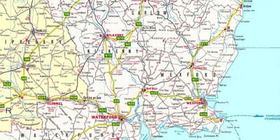 Žemėlapis pietryčių airijoje