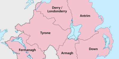 Šiaurės airijos žemėlapį, apskričių ir miestų